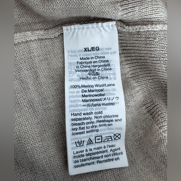 Madewell 100% Merino Wool Polo Sweater Pullover Long Sleeve Beige - Picture 3 of 4